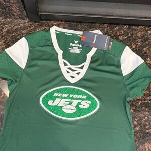 Fanatics Green and White Jets Lace-Up Jersey